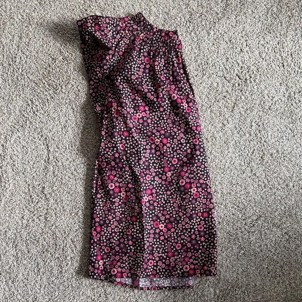 Loft Floral Pink and Black Blouse